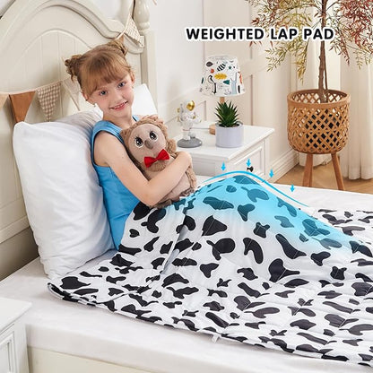yescool Weighted Blanket 5 Pounds Cooling Weighted Lap Blanket, Cow Print Heavy Blankets, Comfortable Weighted Throw Blanket Gift for 40-60lbs, 36"x48"