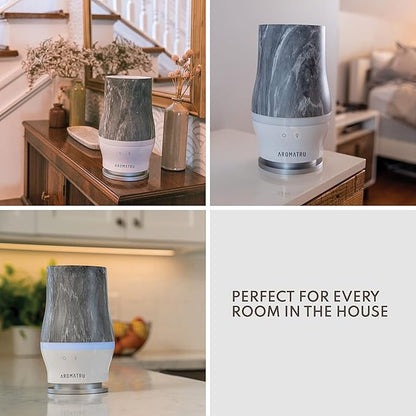 Smart Aromatherapy Waterless Oil Diffuser with WiFi Capability and App – Combine and Diffuse up to 4 Bottles of Essential Oils Simultaneously – No Water, No Mess (Rich Walnut)