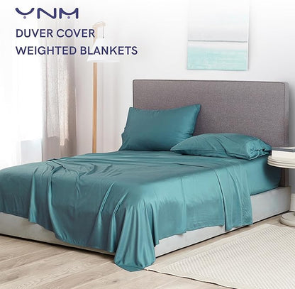 YnM Cooling 3-Side Zipper Duvet Cover for Weighted Blankets | Easy on, Easy Off Sea Grass, 48"x72"