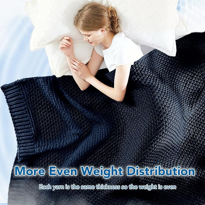 Topcee Knitted Weighted Blanket - 48"x72" 15lbs Cooling Chunky Knit Heavy Blanket for Adults Cable Yarn Knit Decorative No Beads Soft, Cozy and Cooling Weighted Throw Blankets Machine Washable