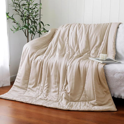 Bamboo Viscose All Season Comforter/Blanket - Ultra Soft & Breathable Comfort - Perfect Medium Weight for Snuggling Without Overheating - Enjoy Cozy Sleep All Night