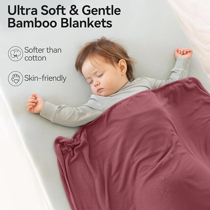 Ultra-Soft Rayon Made from Bamboo Baby Blanket - 30x40 Inches Double-Layer Swaddle Blanket, Breathable & Hypoallergenic, Lightweight Nursing Cover, Stroller Blanket for Infants & Toddlers