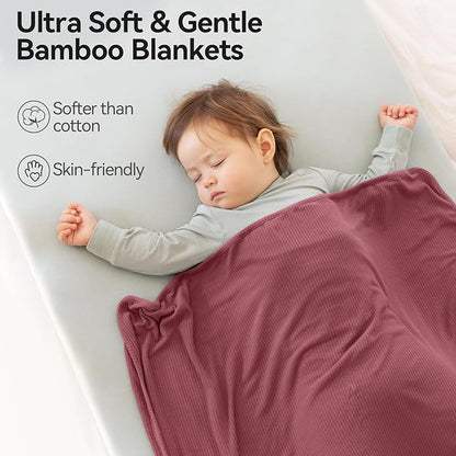 Ultra-Soft Rayon Made from Bamboo Baby Blanket - 30x40 Inches Double-Layer Swaddle Blanket, Breathable & Hypoallergenic, Lightweight Nursing Cover, Stroller Blanket for Infants & Toddlers