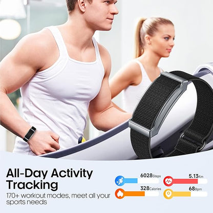 Smart Bracelet for Men Women, Smart Health Wristband with 24/7 Heart Rate/Blood Oxygen/Sleep/Body Temperature Monitor, IP68 Waterproof, 170+ Sports Modes (Black)