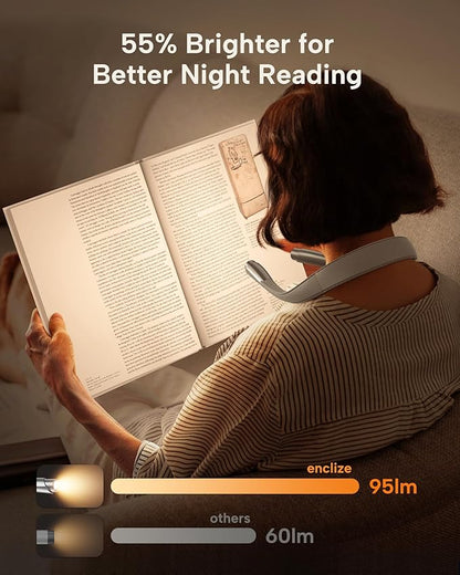 LED Neck Reading Light, Book Light for Reading in Bed, 3 Colors, 9 Brightness Levels, Lightweight Comfortable Design, Long Lasting, Perfect for Knitting,Crafting,Camping,Gray