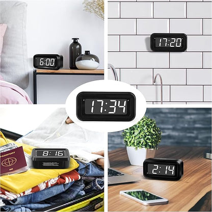 KWANWA Kids Alarm Clock, White LED, Battery, Auto-Night Mode, 12Hr/24Hr, Small, Travel, Bedside, Wall-Mount/Table-top, Easy to Read