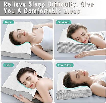 Cervical Pillow for Neck Pain Relief, Memory Foam Pillow, Ergonomic Adjustable Contour Bed Pillow for Side, Back & Stomach Sleepers (1, 23.6 * 15.7inch)