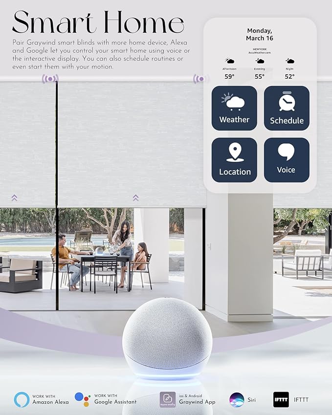 Graywind Smart Blackout Roller Shades Compatible with Alexa Google WiFi Hardwired Patterned Fabric Motorized Blinds Remote Window Shades, Custom Size (Floral Jacquard White)
