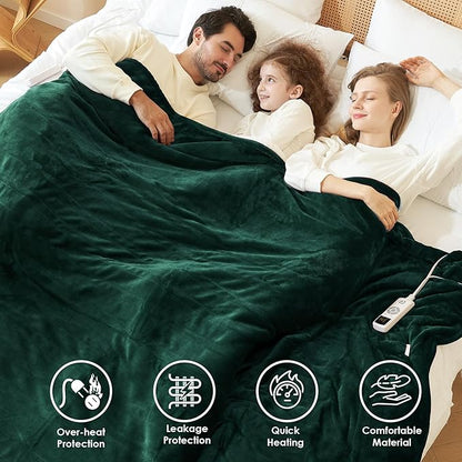 EHEYCIGA Heated Blanket - Twin Size, 9 Heating Levels, 10 Hour Auto Off, Soft Cozy Sherpa Washable Blanket, 62 x 84 Inches