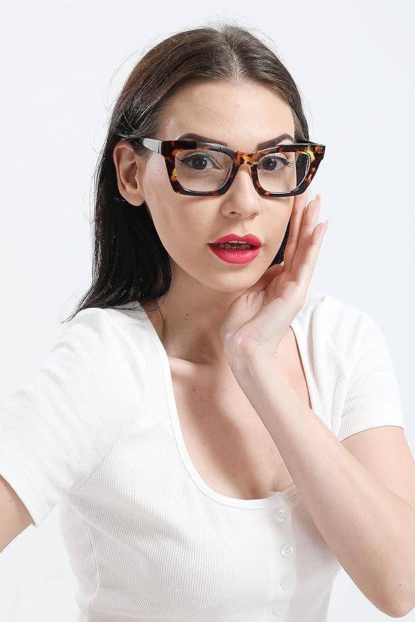 REAVEE Oprah Style Reading Glasses for Women, Blue Light Blocking Stylish Oversized Computer Readers Spring Hinge