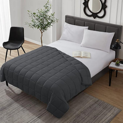 L'AGRATY Weighted Blanket - 40"x60" 7lbs Cooling Breathable Weighted Microfiber Material with Glass Beads Small Blanket for All-Season Summer Fall Winter Soft Thick