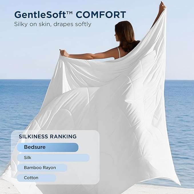 Bedsure Cooling Comforter King Size - GentleSoft Moisture Wicking Cooling Blanket for Hot Sleepers, Breathable Lightweight Duvet Insert, Dual-Sided Summer Blanket, White, 102x90 Inches