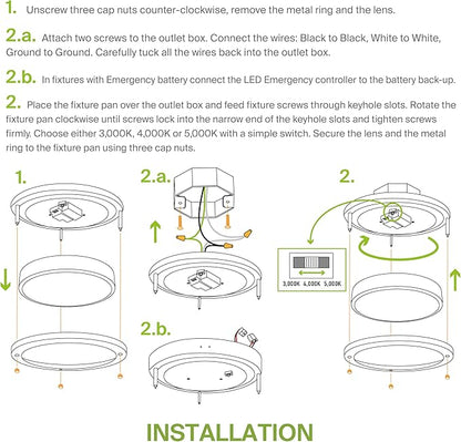 ASD LED 14" Round Flush Mount Lighting, Close to Ceiling Light Fixture | 3CCT, Dimmable, Energy Star, ETL Listed | 21W 1725LM 3000-5000K 100-277V | Low Profile Double Ring Lamp | Nickel, 4 Pack