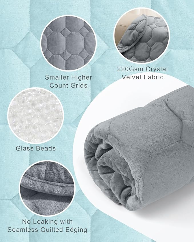 Cottonblue Weighted Lap Blanket 5lbs, Cozy Luxury Crystal Velvet Weighted Blanket for Adults, Small Weighted Blanket for Relaxation, Sleeping, Travel, Grey, 29" x 33"