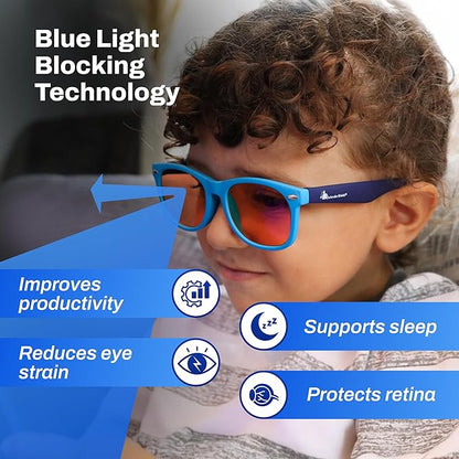 DefenderShield Blue Light Blocking Glasses Kid Series for Computer, Mobile, Gaming, Sleep-Purple - Anti Eye Strain, Headache