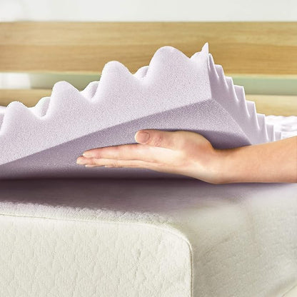 Mellow 3 Inch 5-Zone Memory Foam Mattress Topper, Soothing Lavender Infusion, Dorm Essentials, Twin