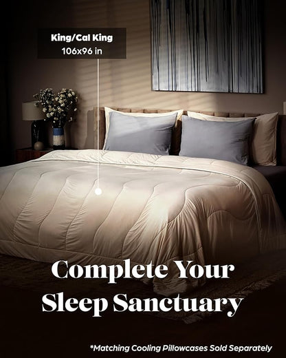 Lavish Comforts® Cooling Comforter King/Cal King Size │Premium Cooling Blanket for Hot Sleepers│ All Season Luxury Soft Cool Blanket │Q-Max>0.4│106"x96" Ivory/Cream│Gift-Ready Box