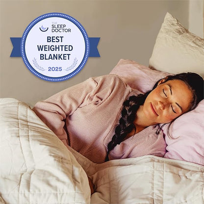 Baloo Weighted Blanket for Adults 20 lb (Moss, 60"x80") | Cool & 100% Cotton | Machine Washable & Dryer Safe | Glass Microbead Fill