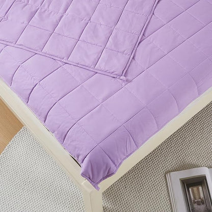 Weighted Blanket for Adults 60"x80" 20lbs Cooling Blanket for Sleepers, Soft Material Blanket with Premium Glass Beads for All-Season, Purple