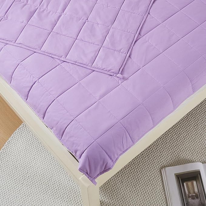 Weighted Blanket for Kids 40"x60" 5 lbs Cooling Blanket for Sleepers, Soft Material Blanket with Premium Glass Beads for All-Season, Purple
