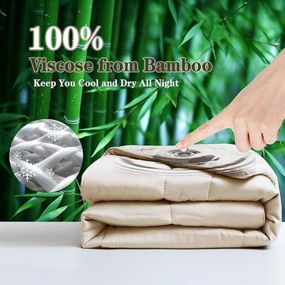 Bamboo Viscose All Season Comforter/Blanket - Ultra Soft & Breathable Comfort - Perfect Medium Weight for Snuggling Without Overheating - Enjoy Cozy Sleep All Night