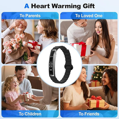 Smart Bracelet for Women, Health Activity Fitness Trackers, 24/7 Heart Rate, Blood Oxygen & Stress Monitor, 24H Sleep Tracker, Smart Wristband with Free APP 2 Bands, Women's Day Gifts - Black