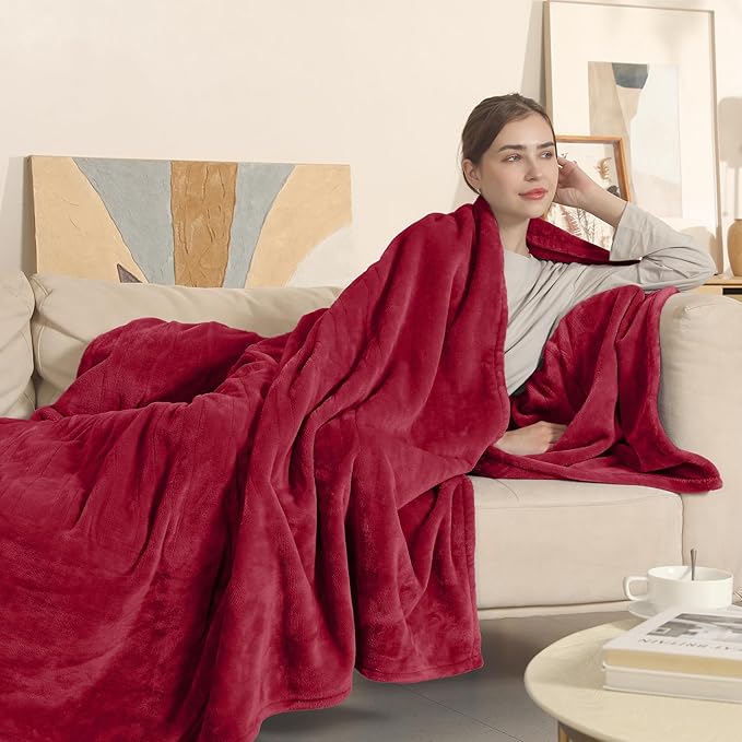 Electric Blanket Full Size, Super Soft Cozy Upgraded Flannel Heated Blanket with 6 Heating Levels & 1-10 Hours Auto Off, Heating Blanket for Home Office, Machine Washable, 72" x 84", Burgundy