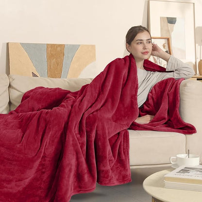 Electric Blanket Full Size, Super Soft Cozy Upgraded Flannel Heated Blanket with 6 Heating Levels & 1-10 Hours Auto Off, Heating Blanket for Home Office, Machine Washable, 72" x 84", Burgundy