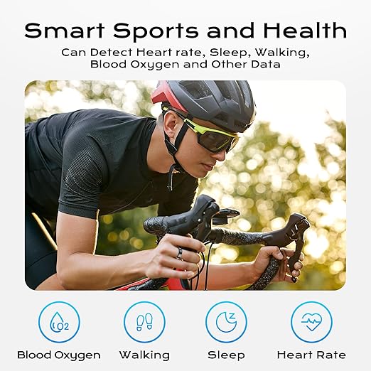 Smart Ring for Women Men, Fitness Tracker with Health Metrics Tracking, 20 Sports Modes, IP68 Waterproof Titanium, 7-Day Battery (Black,8#)