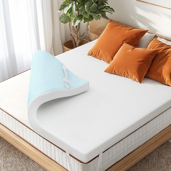 SyMax Memory Foam Mattress Topper, Gel Infused Foam Topper, Breathable Bed Topper with Cover, Pressure Relieving, CertiPUR-US Certified, 3 Inch(White Cover), King Size