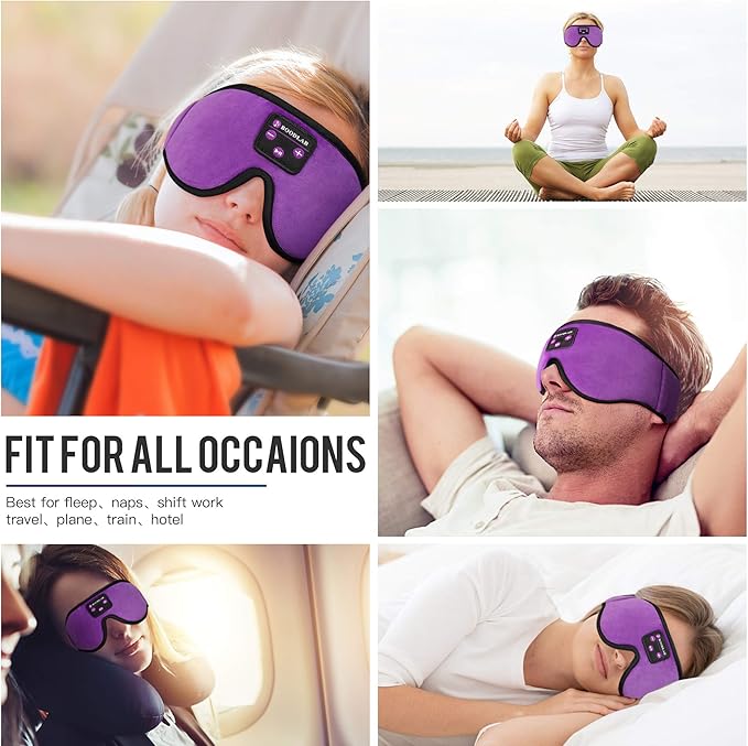 Sleep Headphones 3D Sleep Mask with Bluetooth 5.4 Headphones for Side Sleepers, Wireless Music Headband with Ultra-Thin Stereo Speakers, Long Playtime Battery Adjustable & Blackout for Men Women
