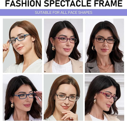 Kerecsen Reading Glasses 5 Pairs Fashion Ladies Readers Spring Hinge with Pattern Print Eyeglasses for Women (Multicolor, 1.75, x)