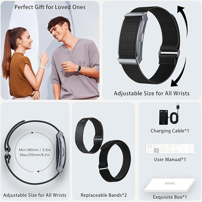Smart Bracelet,100+ Sport Modes Fitness Tracker with Continuous Heart Rate Blood Oxygen Sleep Monitor 24h, Comes with a Free Armband(Black)