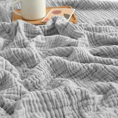 EMME Cotton Muslin Twin XL Blanket Breathable Gauze Soft Lightweight Adults Gifts for Women (Light Grey, 66"x90")
