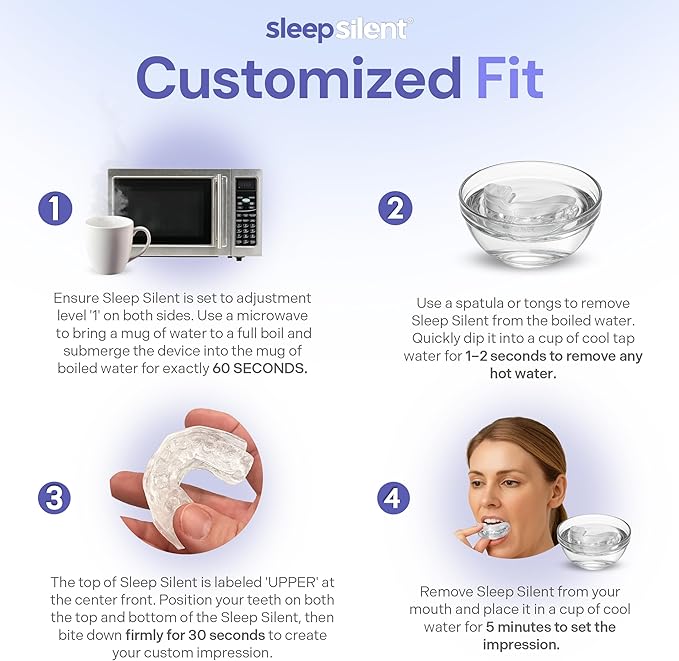 Anti Snoring Mouthguard – Adjustable Comfort Boil and Bite Mouth Guard for Snoring Support – Heat Moldable Design with Storage Case and Instructions for Easy Use