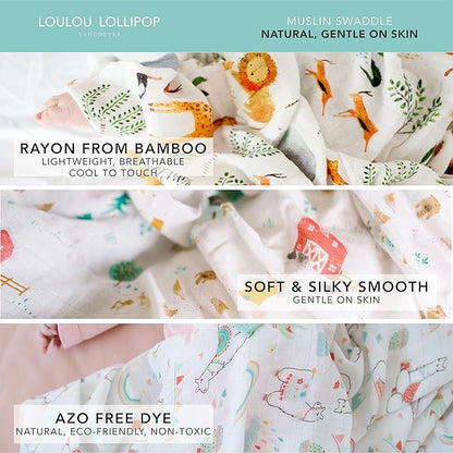 Loulou Lollipop Soft Baby Swaddle Blanket Muslin Wrap Receiving Blanket for Newborn to Toddler Girl and Boy, Large 47” by 47” - World Map