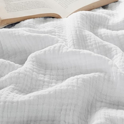 Bedsure 100% Cotton Muslin Blanket King Size for Bed - 4-Layer Breathable and Lightweight Thin Soft Summer Gauze Muslin Blanket for Adults, White, 108x90 Inches