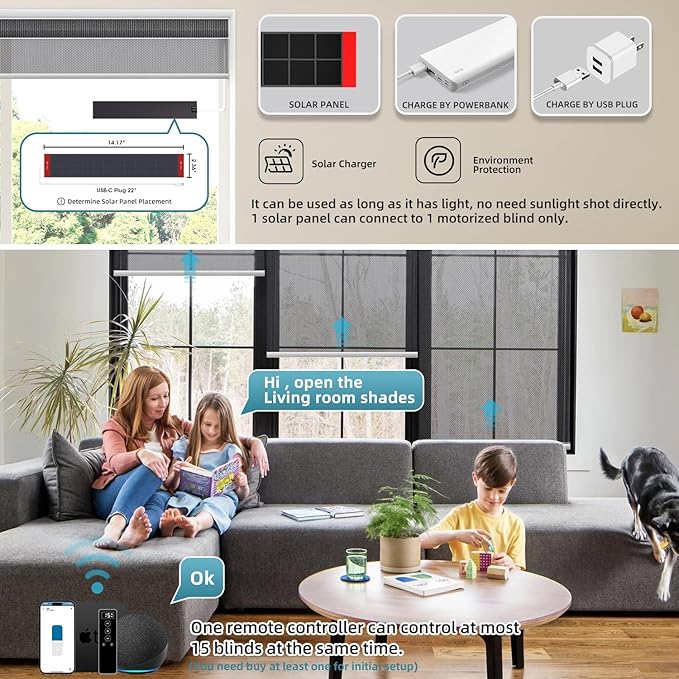 SmartWings Motorized Roller Shades 5% Openness Without Privacy Custom Size, Rechargeable Battery, Works with Matter/Apple HomeKit, Alexa, Thread/Zigbee, Remote Optional, 5% Openness Charcoal Grey