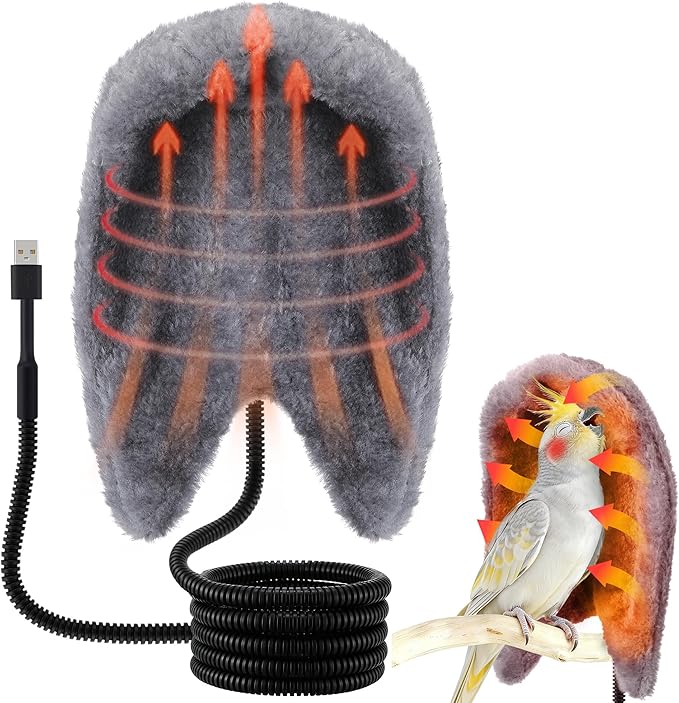 Dreyoo Snuggle Up Bird Cage Heater for Parrot and Small Birds,5V Low Voltage Heated Bird Perch with Constant Temperature Control & Anti Bite Line, Cozy Corner Warmer Blanket Cage Accessory(8.5" × 6")