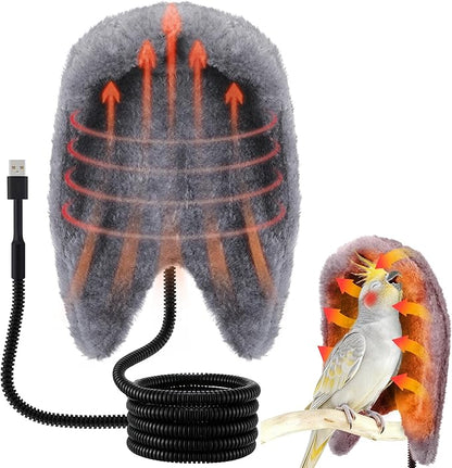Dreyoo Snuggle Up Bird Cage Heater for Parrot and Small Birds,5V Low Voltage Heated Bird Perch with Constant Temperature Control & Anti Bite Line, Cozy Corner Warmer Blanket Cage Accessory(8.5" × 6")