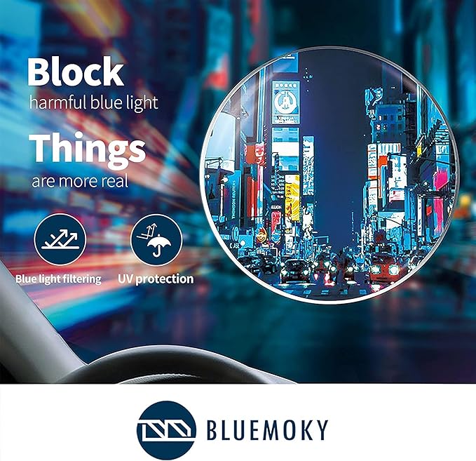 BLUEMOKY Blue Light Reading Glasses for Men，Sport Square Frame Readers, Anti Glare Computer Glasses