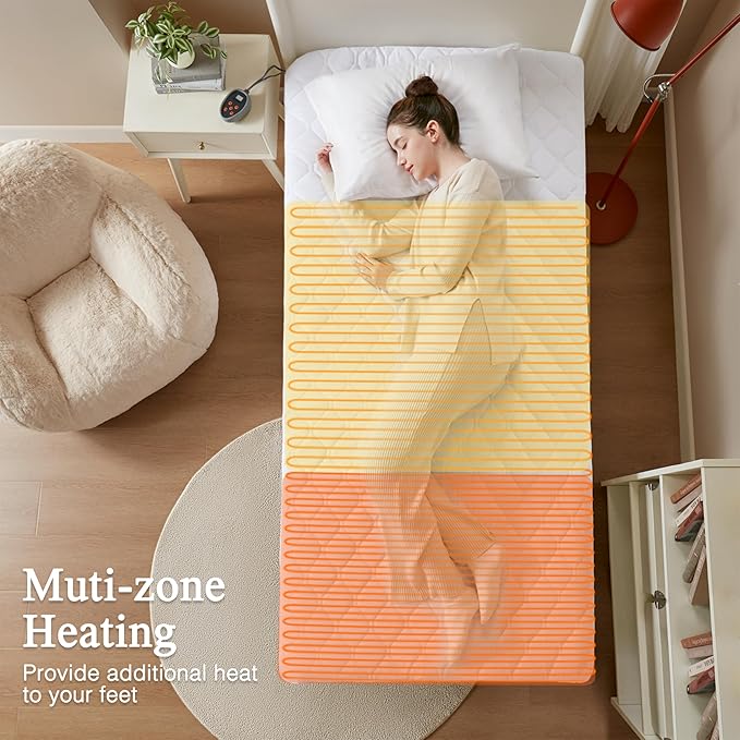 Beautyrest Cotton Heated Mattress Pad - Bed Warmer with 20 Heat Settings Controller, Auto Shut Off Timer, All Around Elastic Deep Pocket, UL Certified, Machine Washable, White Full