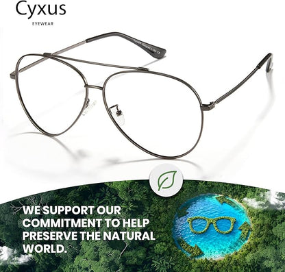 Cyxus Davos French Ma-con Style Aviator Glasses Blue Light Blocking Eyeglasses for Computer UV Protection Anti Eyestrain 8805