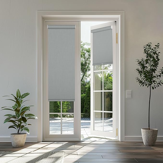 BERISSA Cordless Blackout Roller Shades for Windows,Free-Stop Linen Fabric Windows Blinds with Cassette Valance,Thermal Insulated UV Protection Roller Blinds for Home Office.Custom Color.Custom Size