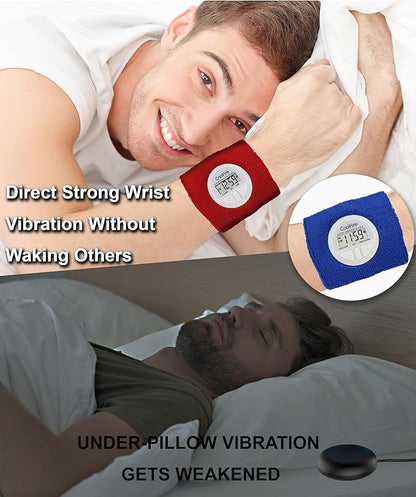Coolfire Vibrating Alarm Clock - Silent Wristband Watch for Deep Sleepers, Vibration Bracelet With Shock Feature (Blue)