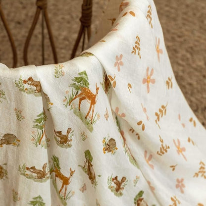 GLLQUEN BABY Receiving Blanket Boy Cotton Muslin Swaddle Blankets Girl Newborn Squares Breathable & Soft Thin Baby Blankets Cloths Double Absorbent Infant Swaddling Wrap - 6 Pack (Deer & Soft Light)