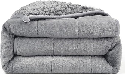 Ultra-Soft Weighted Blanket 20 lbs for Adults, Plush Sherpa Fleece Reversible Weighted Throw Comfort for Relaxation & Cozy Evenings, Hug-Like Security, Evenly Distributed, W60 x L80, Grey