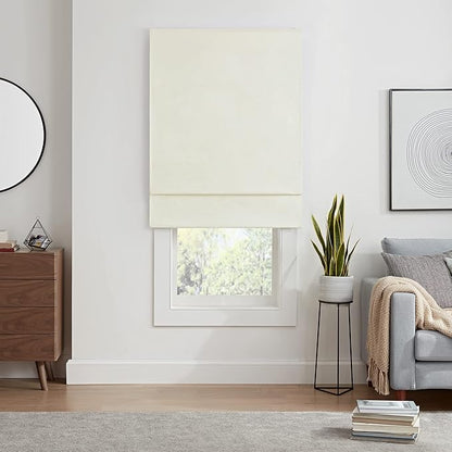ECLIPSE Kylie Total Privacy Blackout Cordless Lined Window Roman Shade for Living Room, 36 in x 64 in, Ivory