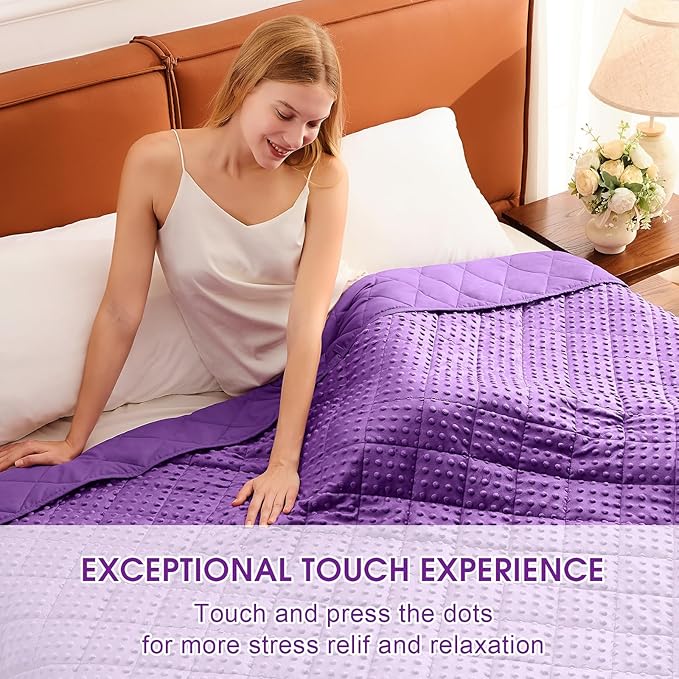 Purple Weighted Blanket for Adults 20lbs, 48"x72", Twin Full Size Cooling Minky Heavy Throw Blanket for 130-220lbs, Soft Winter Thick Big Blankets Weighted Comforter Gift for Sleeping