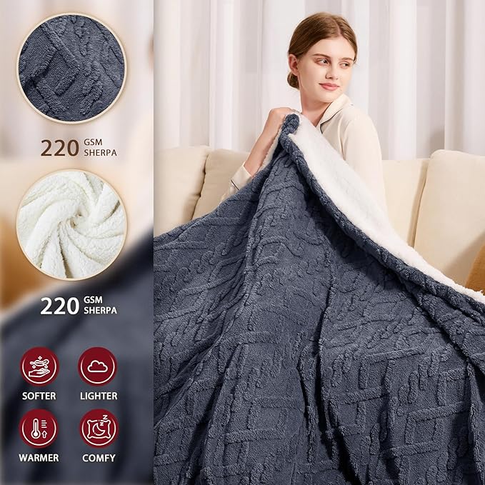 Heated Blanket Full Size - Premium Soft Heating Electric Blanket, Fast Heating with 10 Heating Settings, 5 Time Settings, Machine Washable - Perfect for Winter & Cold Nights (72"x84", Grey)
